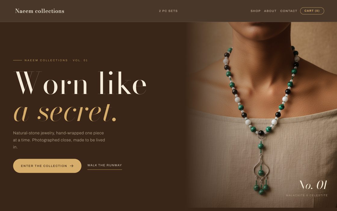 Naeem Collections — natural-stone jewelry site